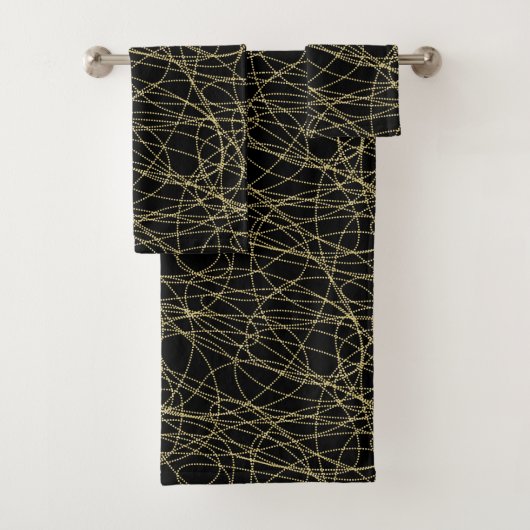 Zwart Goud Glanzend Abstract Bad Handdoek (Insitu)