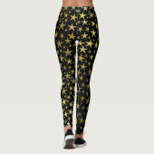 zwart+goud, glanzend, helder, ster, kleur, decorat leggings (Achterkant)