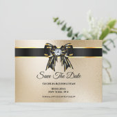 Zwart goud glinster DIY foto elegant chic luxe Save The Date (Staand voorkant)
