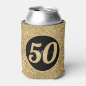 Zwart & Goud Glitter 50 Vijftig jaar 50ste verjaar Blikjeskoeler (Blikje Voorkant)