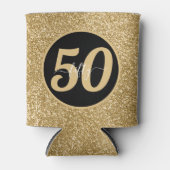 Zwart & Goud Glitter 50 Vijftig jaar 50ste verjaar Blikjeskoeler (Voorkant)