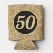 Zwart & Goud Glitter 50 Vijftig jaar 50ste verjaar Blikjeskoeler (Achterkant)
