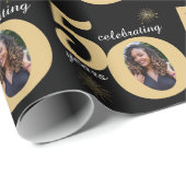 Zwart & Goud Glitter 50 Vijftig jaar 50ste verjaar Cadeaupapier (Rol Hoek)