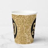 Zwart & Goud Glitter 50 Vijftig jaar 50ste verjaar Papieren Bekers (Rechts)