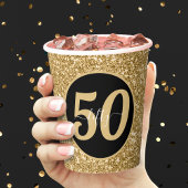 Zwart & Goud Glitter 50 Vijftig jaar 50ste verjaar Papieren Bekers