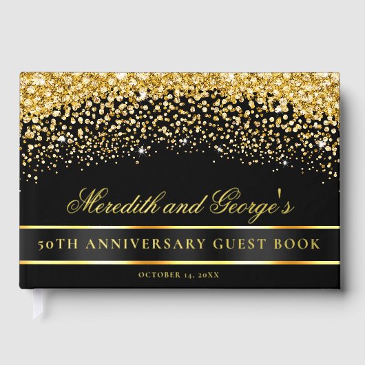 Zwart Goud Glitter 50e Jubileum Gastenboek (Voorkant)