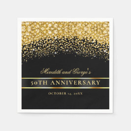 Zwart Goud Glitter 50e Jubileum Servet
