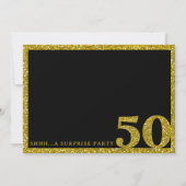Zwart Goud Glitter 50e Verrassing Verjaardag Foto Kaart (Achterkant)