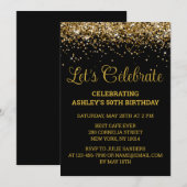 Zwart & Goud Glitter 50ste Verjaardag Laten we Fee Kaart (Voorkant / Achterkant)