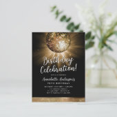 Zwart Goud Glitter 70s Feest Disco Bal Verjaardag Briefkaart (Staand voorkant)