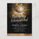 Zwart Goud Glitter 70s Party Disco Ball Verjaardag Briefkaart<br><div class="desc">Modern Glam Zwart Goud Glitter Sparkle 70s Party Disco Ball Any Age Verjaardag uitnodiging</div>