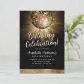 Zwart Goud Glitter 70s Party Disco Ball Verjaardag Kaart (Staand voorkant)