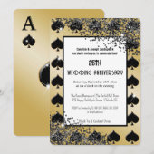 Zwart Goud Glitter Aas van Schoppen Kaart (Voorkant / Achterkant)