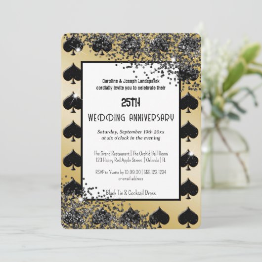 Zwart Goud Glitter Aas van Schoppen Kaart (Staand voorkant)