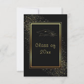 Zwart Goud Glitter Afstudeer Uitnodiging Template (Achterkant)