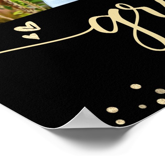 Zwart Goud Glitter Afstuderen 4 Fotoscript Hart Poster (Hoek)