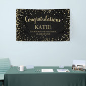 Zwart Goud Glitter Afstuderen Gefeliciteerd Spandoek (Beurs)