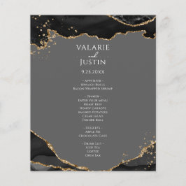 Zwart Goud Glitter Agate Budget Trouwmenu Flyer