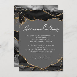 Zwart Goud Glitter Agate Trouwaccommodaties  Informatiekaartje