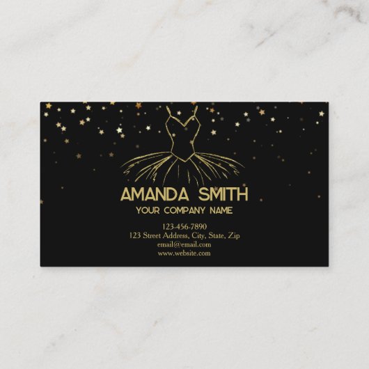 Zwart & goud glitter balletdansstudio visitekaartje (Achterkant)