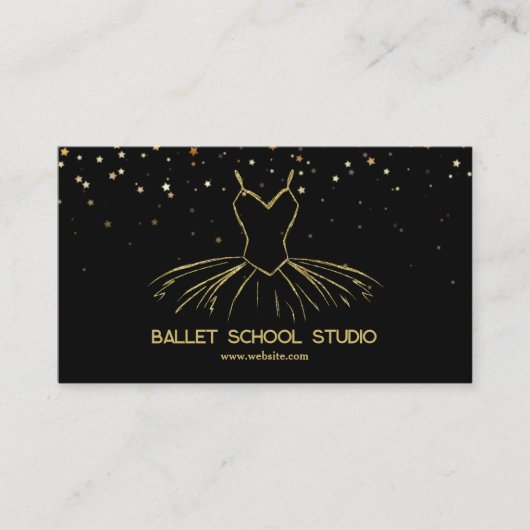 Zwart & goud glitter balletdansstudio visitekaartje (Voorkant)