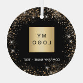 Zwart goud glitter bedrijf logo glas ornament (Achterkant)