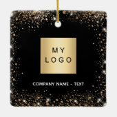 Zwart goud glitter bedrijf logo keramisch ornament (Achterkant)
