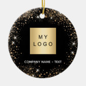 Zwart goud glitter bedrijf logo keramisch ornament (Voorkant)