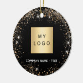 Zwart goud glitter bedrijf logo keramisch ornament (Links)