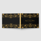 Zwart & Goud Glitter Bloemen Kant Rand Gastenboek (Volledig)