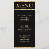 Zwart & Goud Glitter Bruiloft Receptie Menu (Voorkant)
