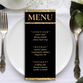 Zwart & Goud Glitter Bruiloft Receptie Menu