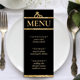 Zwart & Goud Glitter Bruiloft Receptie Menu