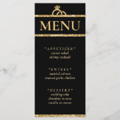 Zwart & Goud Glitter Bruiloft Receptie Menu (Voorkant)
