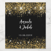 Zwart goud glitter bruiloft wijn etiket (Enkel label)