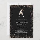 Zwart goud glitter cheers Vrijgezellenfeest Kaart (Voorkant)