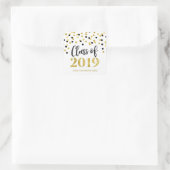 Zwart Goud Glitter Confetti Afstuderen 2019 Vierkante Sticker (Tas)