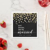 Zwart & Goud Glitter Confetti Eet Drink bruiloft Servet (Insitu)