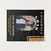 Zwart Goud Glitter Congrats Afstudeerder Foto Acht Wandkleed (Voorkant (horizontaal))