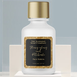 Zwart Goud Glitter Cosmetica Dropper Fleslabel Vierkante Sticker