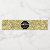Zwart Goud Glitter Custom Vrolijk Kerstfeest Waterfles Etiket (Enkel label)