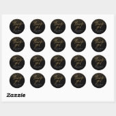 Zwart & Goud Glitter Dank u bruiloft Ronde Sticker (Vel)