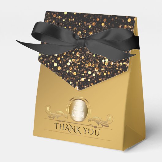 Zwart Goud Glitter Diamanten Bruiloft Dank u Bedankdoosjes (Voorkant Zijde)