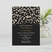 Zwart & Goud Glitter Dot Modern Wedding Invitation Kaart (Staand voorkant)