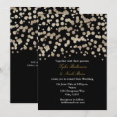 Zwart & Goud Glitter Dot Modern Wedding Invitation Kaart (Voorkant / Achterkant)