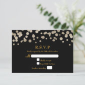 Zwart & Goud Glitter Dot Modern Wedding RSVP kaart (Staand voorkant)