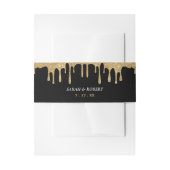 Zwart & Goud Glitter Drip Bruiloft Uitnodigingen Wikkel (Voorkant Voorbeeld)