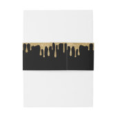 Zwart & Goud Glitter Drip Bruiloft Uitnodigingen Wikkel (Achterkant Voorbeeld)