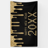 Zwart & Goud Glitter Drip Gelukkig Nieuwjaar 2024 Spandoek (Verticaal)