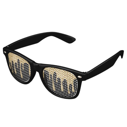 Zwart & Goud Glitter Drip Retro Zonnebril (Gekanteld)